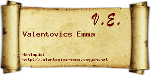 Valentovics Emma névjegykártya